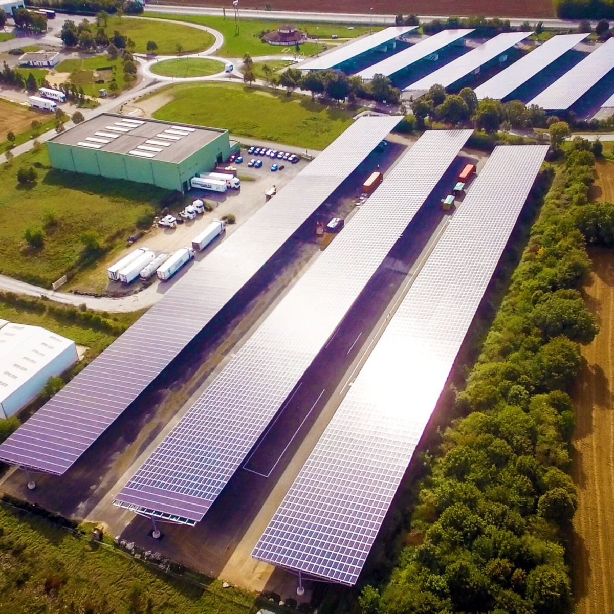 Parking lot canopy construction