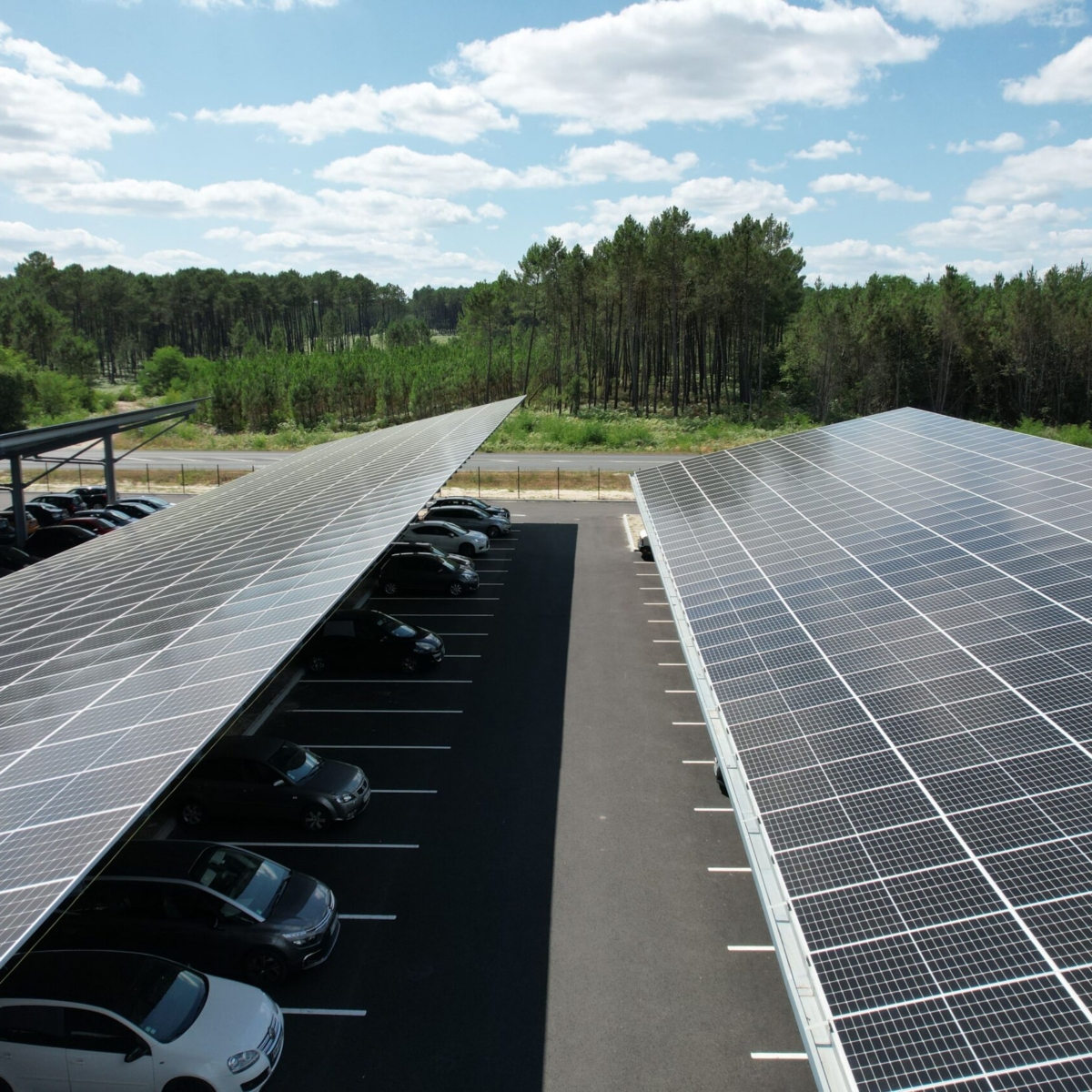 Parking lot canopy construction