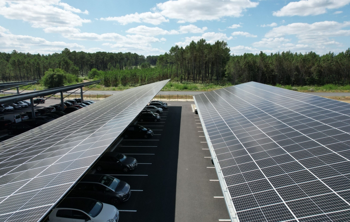 Parking lot canopy construction