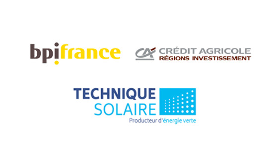 Logos de Bpifrance, Crédit Agricole Régions Investissement et Technique Solaire producteur d'énergie verte