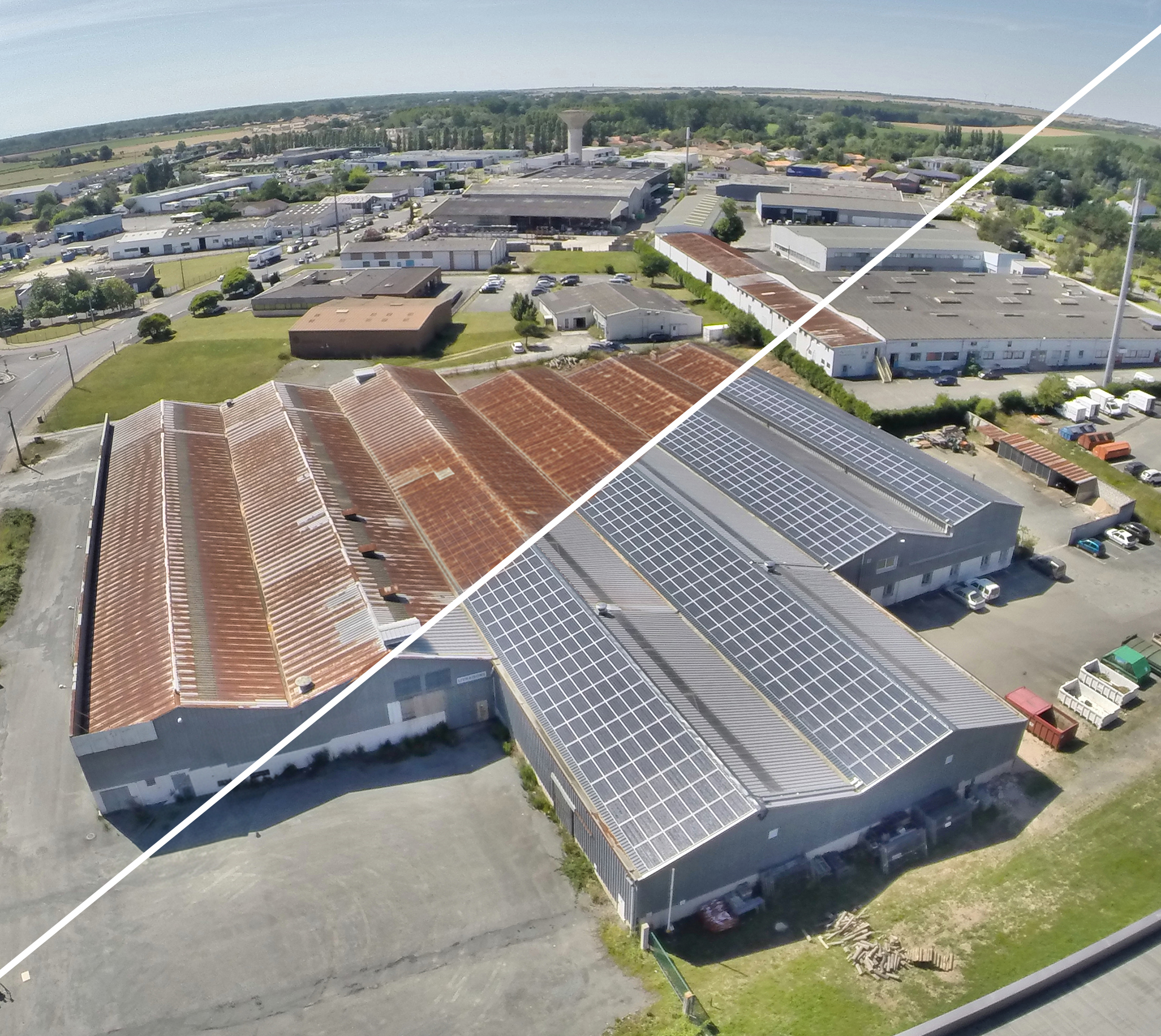 avant après d'une rénovation de toiture grace au photovoltaique