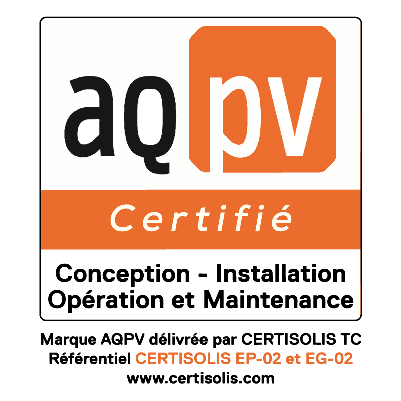 Certification AQPV délivrée par Certisolis pour la conception installation opération et maintenance des installations phot