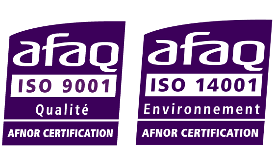 Certifications AFAQ affichant les normes ISO 9001 pour la qualité et ISO 14001 pour lenvironnement par AFNOR Certification,